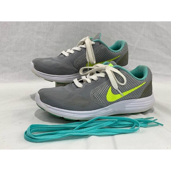 Nike Revolution 3 Running Shoes Gray Turquoise Women’s Size 7.5 - Picture 1 of 7
